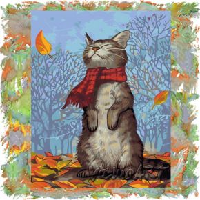 Картина раскраска по номерам Кот в шарфе PaintBoy GX8795 Paintboy GX8795